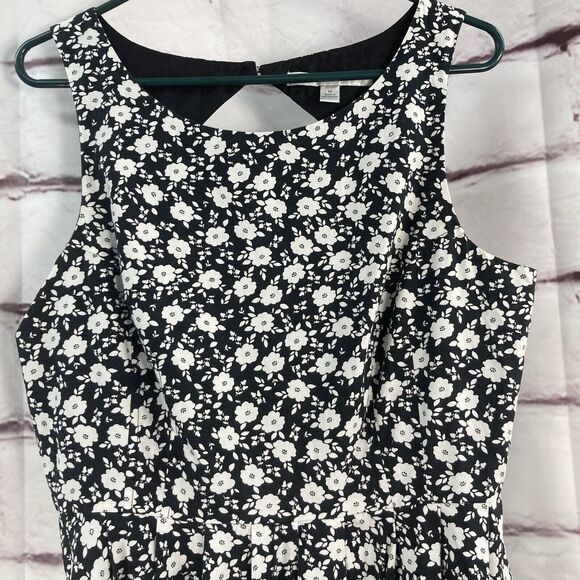 Lauren Conrad Dress Womens Size 14 White Black Floral Sleeveless Fit And Flare - Picture 3 of 13